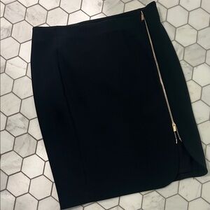Ann Taylor Dark Navy Pencil Skirt with Gold Zipper